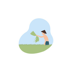 Flat people characters. Farmer logo design template