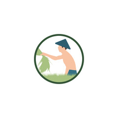 Farmer logo design template. Vector icon illustration
