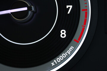 Naklejka premium Red zone on vehicle tachometer
