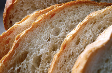 White bread slices. Village bread. macro.