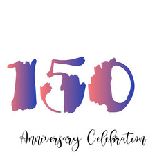 150 Year Anniversary Celebration Rainbow Color Vector Template Design Illustration