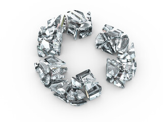 Broken glass recycle symbol