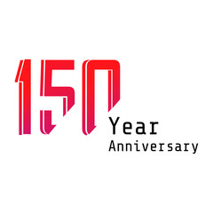 150 Year Anniversary Celebration Red Color Vector Template Design Illustration
