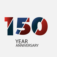 150 Year Anniversary Celebration Red Color Vector Template Design Illustration