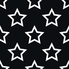 Seamless Vector background pattern with stars. Minimalistic black and white design for textile or wallpaper