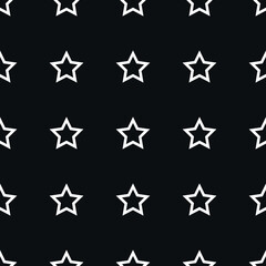 Seamless Vector background pattern with stars. Minimalistic black and white design for textile or wallpaper