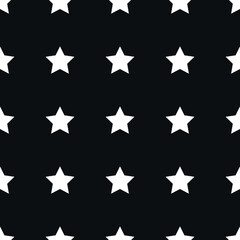 Seamless Vector background pattern with stars. Minimalistic black and white design for textile or wallpaper