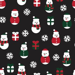 Christmas Snowman seamless pattern design