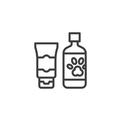 Pet shampoo bottle line icon
