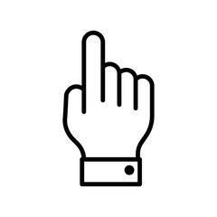 Click hand or cursor thin line icon in black. Tap or touch sign. Simple pointer gesture of mouse. Flat isolated symbol, for: illustration, logo, gui, app, design, web, site, ui, ux. Vector EPS 10