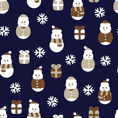 Brown Christmas Snowman seamless pattern design