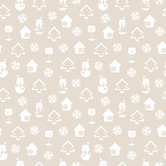 Brown Christmas Snowman seamless pattern design