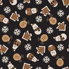 Brown Christmas Reindeer seamless pattern design