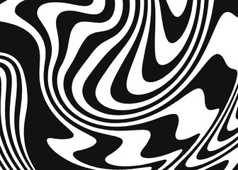 Black and white optical iilusion. Creative vector background with lines