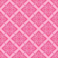 Thai Flower Square Diamond Art Vector Seamless Pattern