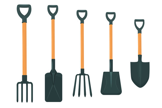 A set of vector illustrations of gardening tools. Shovels isolated on a white background