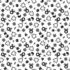 Black and White Christmas Tree seamless pattern design