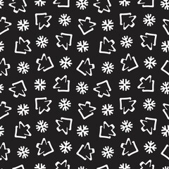 Black and White Christmas Tree seamless pattern design