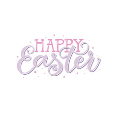 Happy easter. Vector lettering illustration. Happy Easter text as an Easter logo, icon. Drawn Sunday greeting card, greeting card, invitation, poster, banner lettering typography template.