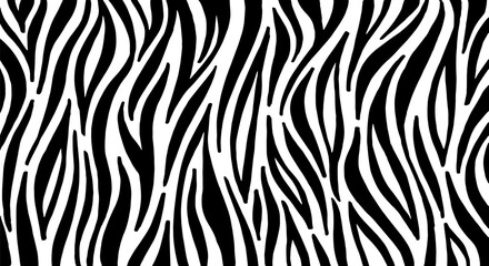 Zebra print, animal skin, tiger stripes, abstract pattern, line background, fabric. Vintage, retro 80s, 90s. Amazing hand drawn vector . Poster, banner. Black and white artwork, monochrome © Oksana Trygub