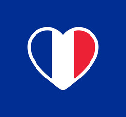 France flag inside a heart vector illustration. Love country of french people.