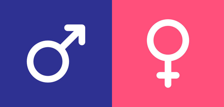Male and Female gender sign symbol vector illustration. 
