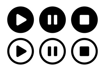 Play button vector icon. Media player control icons illustration set.