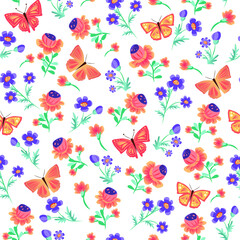 seamless pattern with tsvatemi and frames. ornament on the theme of spring, Easter and flowers. Vector pattern for textile decoration and printing