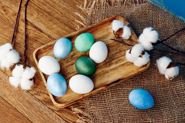 colorful easter eggs verbena flowers decoration spring holiday