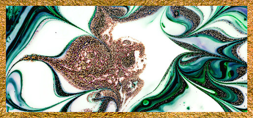 Abstraction in green and gold tones