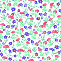 seamless pattern with tsvatemi and frames. ornament on the theme of spring, Easter and flowers. Vector pattern for textile decoration and printing