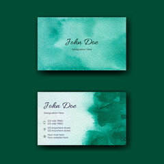 Abstract green watercolor corporate business card template