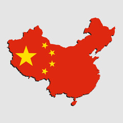 Vector Asia map China made country flag