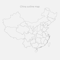 Vector Asia country map China divide on regions