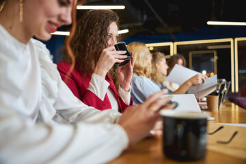 Creative team working on project in modern office