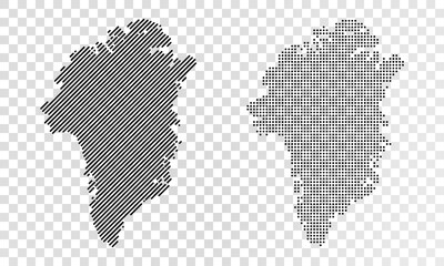 Fototapeta na wymiar Set of abstract maps of Greenland. Dot and line map of Greenland. Vector dotted map of Greenland isolated on transparent background