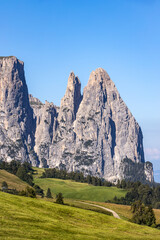 Fototapeta na wymiar View of Sciliar mountain in the Dolomites, South Tyrol, Italy