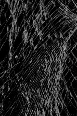 Close-up wrinkles and cracks LCD screen display of smartphone or tablet from smash and fall bumps,...