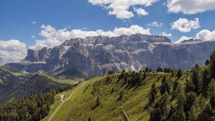 Obraz premium View of the Dolomites near Selva, South Tyrol, Italy