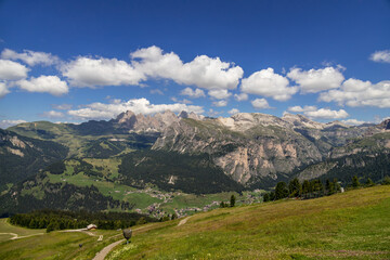 Fototapeta na wymiar View of the Dolomites near Selva, South Tyrol, Italy