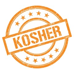 Obraz premium KOSHER text written on orange vintage stamp.