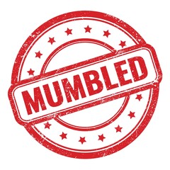 MUMBLED text on red grungy vintage round stamp.
