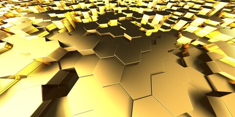 Luxury Golden Shiny Abstract Hexagon Background