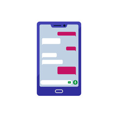 Smartphone chat concept. Idea of online correspondence, communication, dialogue. Message bubbles in flat design. Vector stock illustration