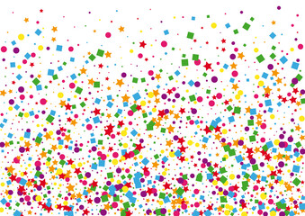 Orange Shiny Circle Decoration. Happy Square Background. Pink Star Illustration. Isolated Dot Decoration. Red Pattern Confetti.