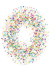 Green Round Carnival Background. Happiness Confetti Isolated. Pink Falling Square Texture. Yellow String Circle.