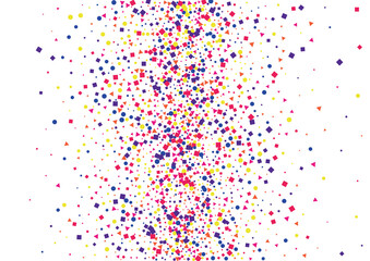 Red Triangle Color Illustration. Colorful Confetti Isolated. Pink Flying Square Background. Yellow Decor Round.