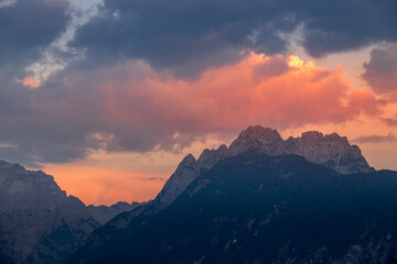 Sunset in the Dolomites at Candide, Veneto, Italy