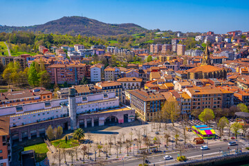 Fototapeta premium Aerial view of the Errenteria city skyline from above. Gipuzkoa, Basque Country. Spain