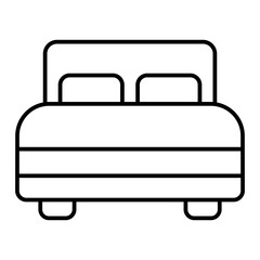 Vector Double Bed Outline Icon Design
